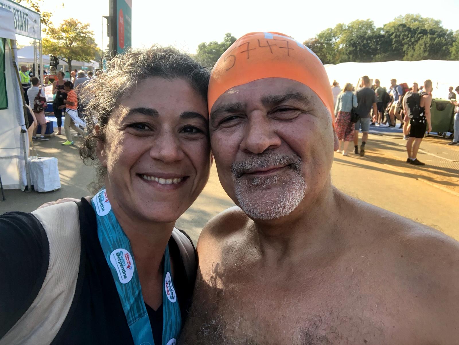 UK Cypriots Panos and Stephany Savvides swim Serpentine for charity