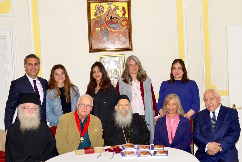 Doros Partasides honoured by Archbishop Gregorios