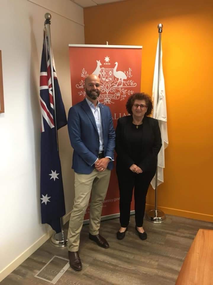 Cyprus High Commissioner of Australia Martha Mavrommatis meets Australian High Commissioner in Cyprus Sam Beever