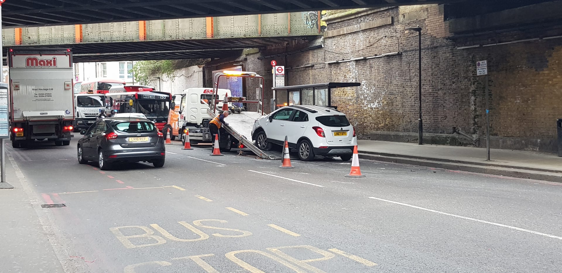 Traffic hold up in Finsbury Park