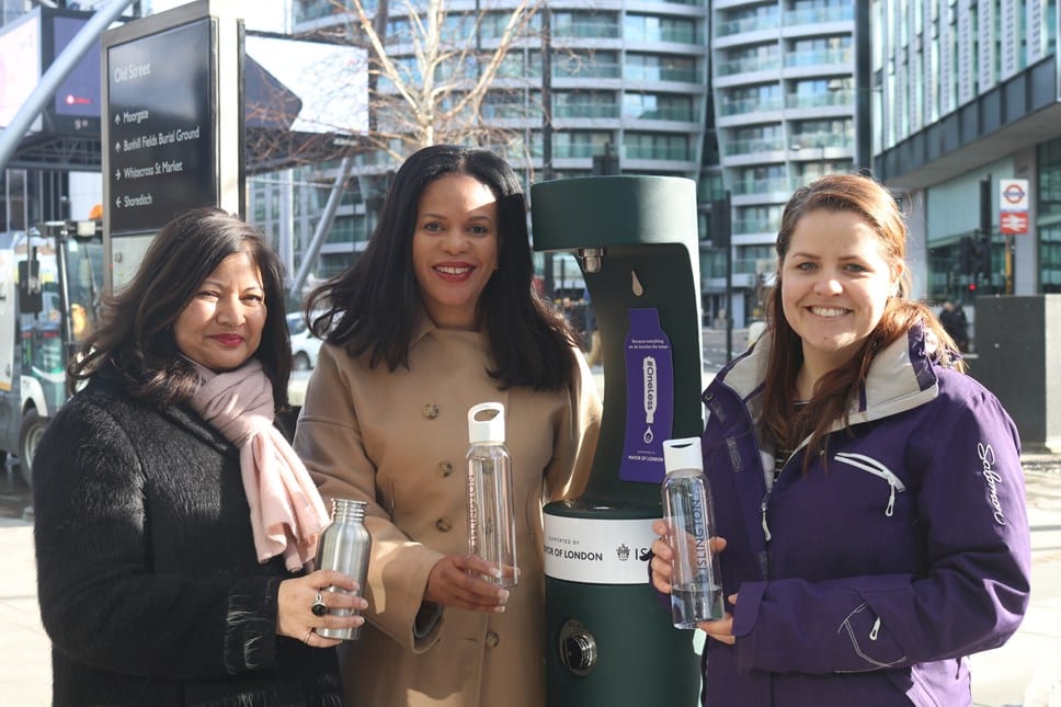 New drinking fountain near in Old Street Islington helps to cut single-use plastic waste