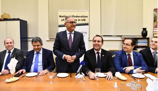 National Federation of Cypriots in the UK hosts working dinner with Averof Neophytou, President of DESY