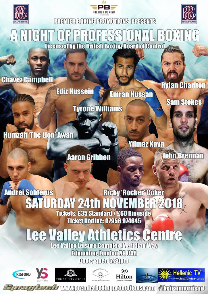 PROFESSIONAL BOXING IS REKINDLED AT LEE VALLEY, EDMONTON –