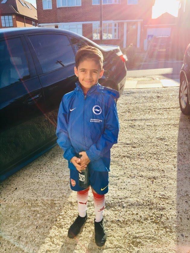 The UK Cypriot eight year old boy who went blind but still continues playing football and training with England one year later