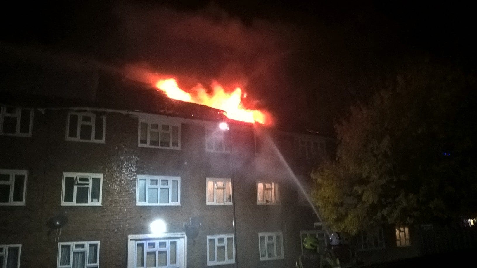 Roof fire at block of flats – East Finchley