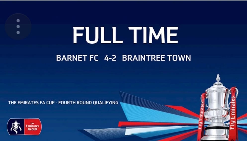 Barnet FC 4-2 Braintree Town – Emirates FA Cup
