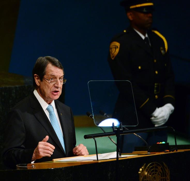 President of the Republic of Cyprus in New York for UN General Assembly in last ten days of September