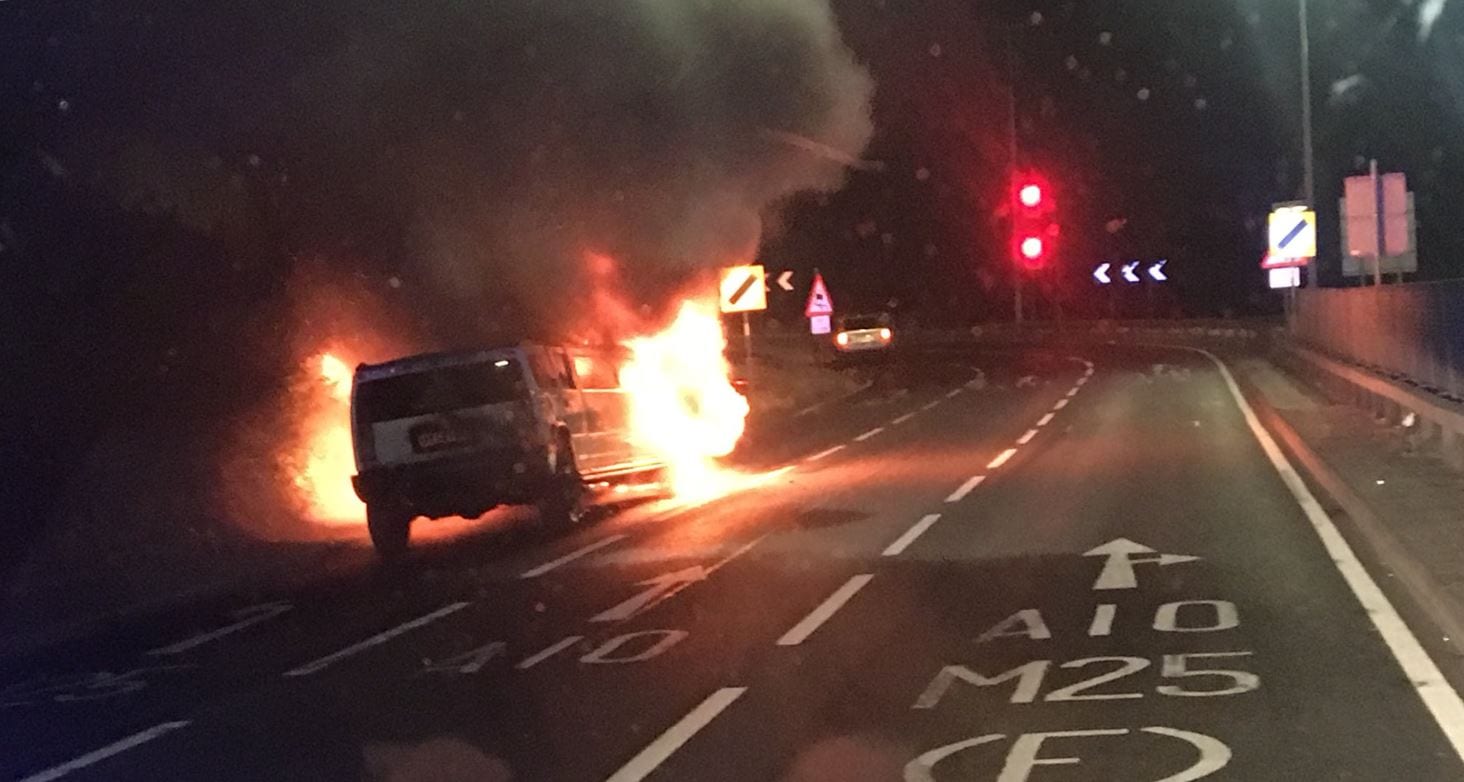 Limo catches fire on Great Cambridge Road, Enfield
