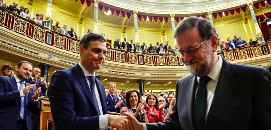 Sanchez takes charge in Spain as tarnished Rajoy departs
