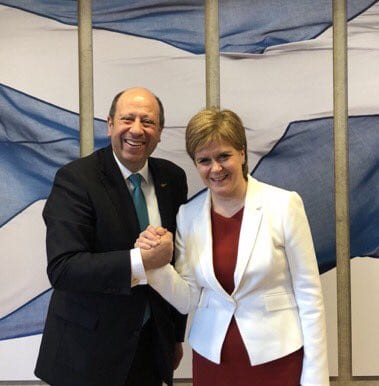 The High Commissioner of the Republic of Cyprus Euripides Evriviades in Scotland meets their First Minister Nicola Sturgeon