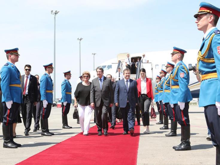 President Anastasiades of Cyprus holds talks with his Serbian counterpart and other officials in Belgrade