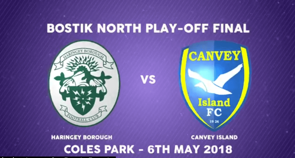 Watch here the highlights of the Haringey Borough v Canvey Island Bostik League North play off final