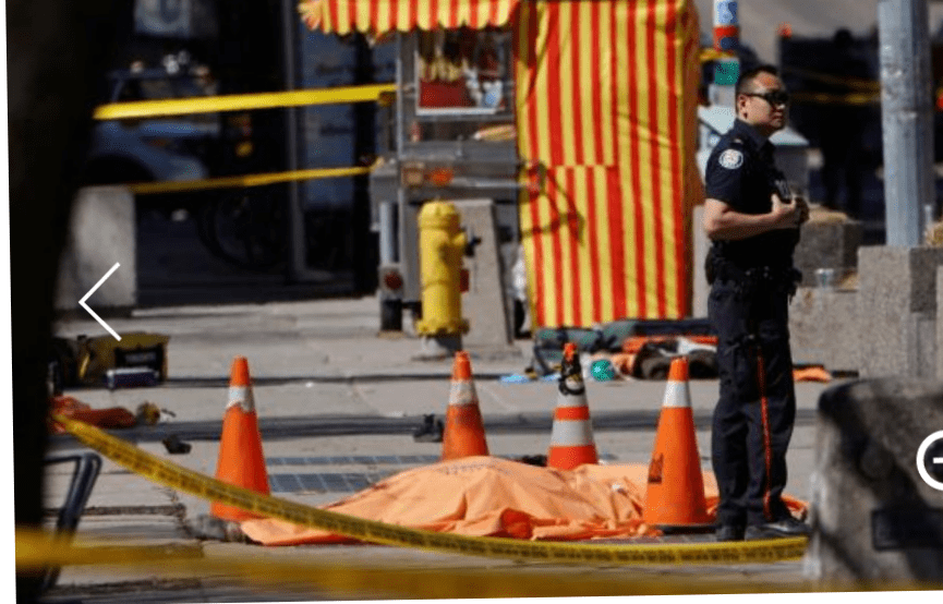 Driver kills nine, injures 16 ploughing van into Toronto sidewalk crowd