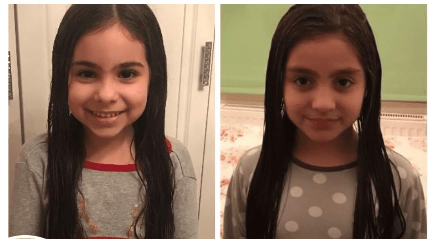 Young UK Cypriot girls Demi aged 7 and Elina aged 6 will be donating their hair to charity