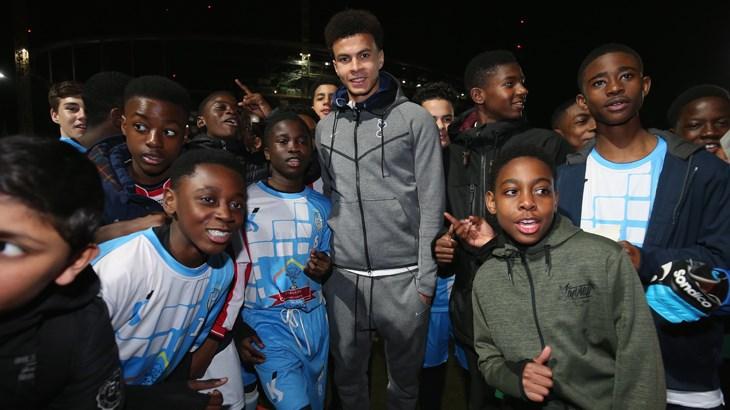 Spurs’ Dele Alli kicks off Tottenham Hotspur Community Football League, which runs in partnership with Haringey Council and the Metropolitan Police,