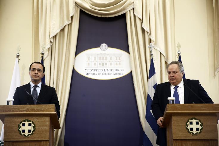 Cyprus FM Christodoulides discuss Turkey’s stance Greece FM Nikos Kotzias, during their meeting in Athens