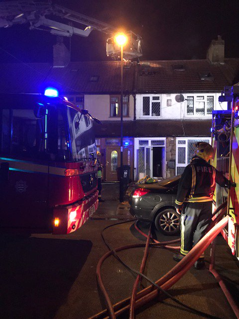 Loft conversion blaze in Enfield last night.