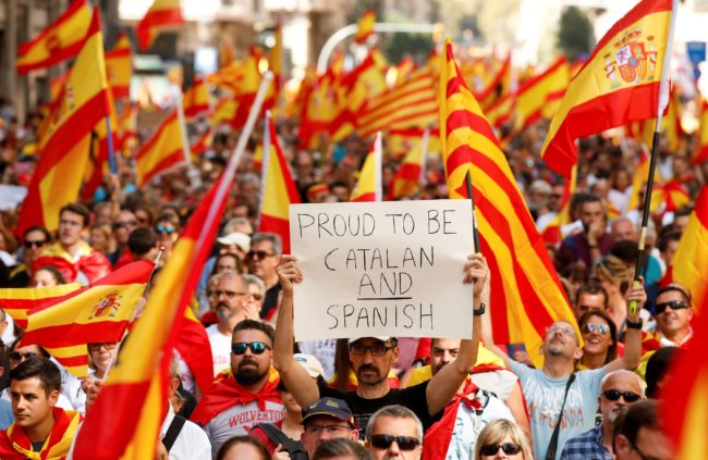 Thousands protest in Barcelona against Catalan independence