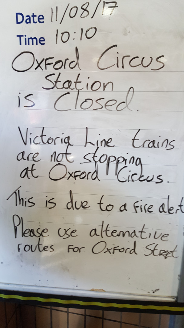Oxford Circus tube station is closed due to a fire alert