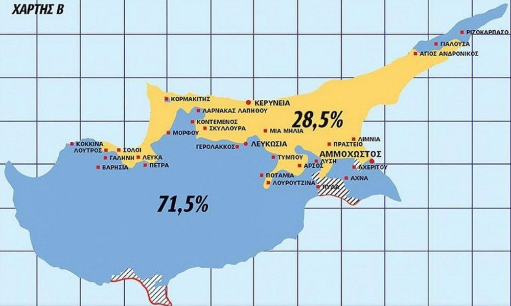 Cypriot Newspaper Presents Map of Cyprus that was allegedly put forward in Swiss meeting