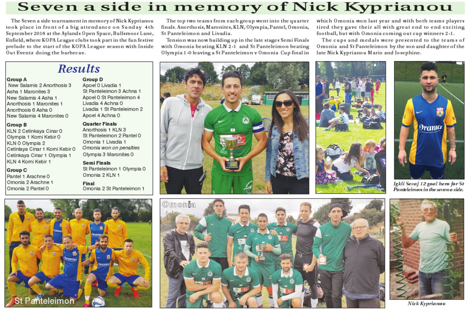 Omonia win seven a side in memory of Nick Kyprianou