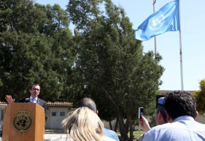 epa04694569 Espen Barth Eide the Special Advisor to the UN Secretary-General on Cyprus speaks to the media during a press conference at the UN protected area in Nicosia,, Cyprus, 07 April 2015. Eide said that the negotiations for the solution of the Cyprus problem will be resumed after the illegal elections in the occupied areas of Cyprus.  EPA/KATIA CHRISTODOULOU