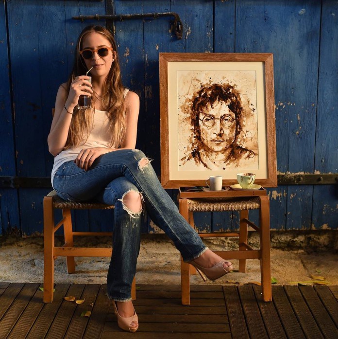 Cypriot artist Maria Aristidou transforms coffee spills into masterpieces
