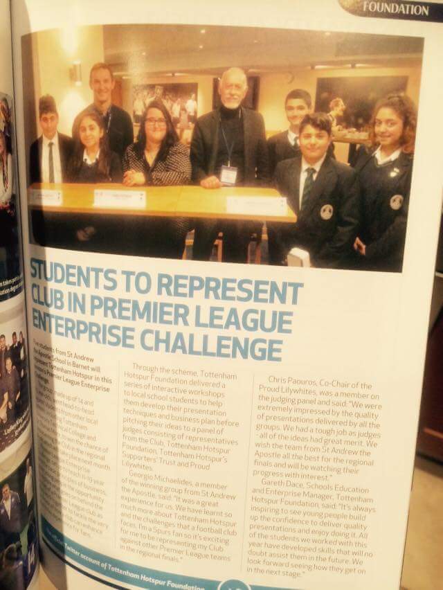 St Andrews Apostle school in Barnet makes Spurs programme