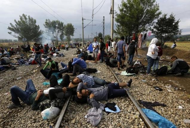 Refugee crowds build at Macedonia border; night spent in open fields