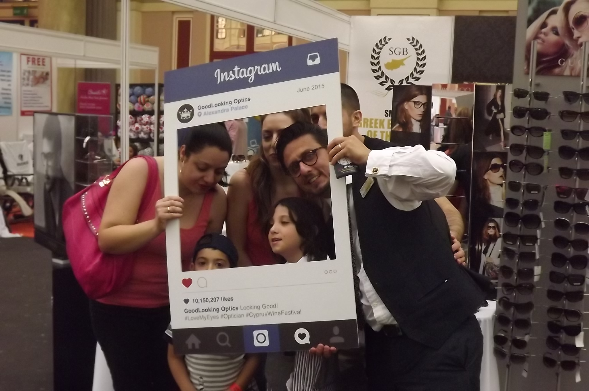 Instagram at the Good looking Optics stand at the Cypriot Wine Festival
