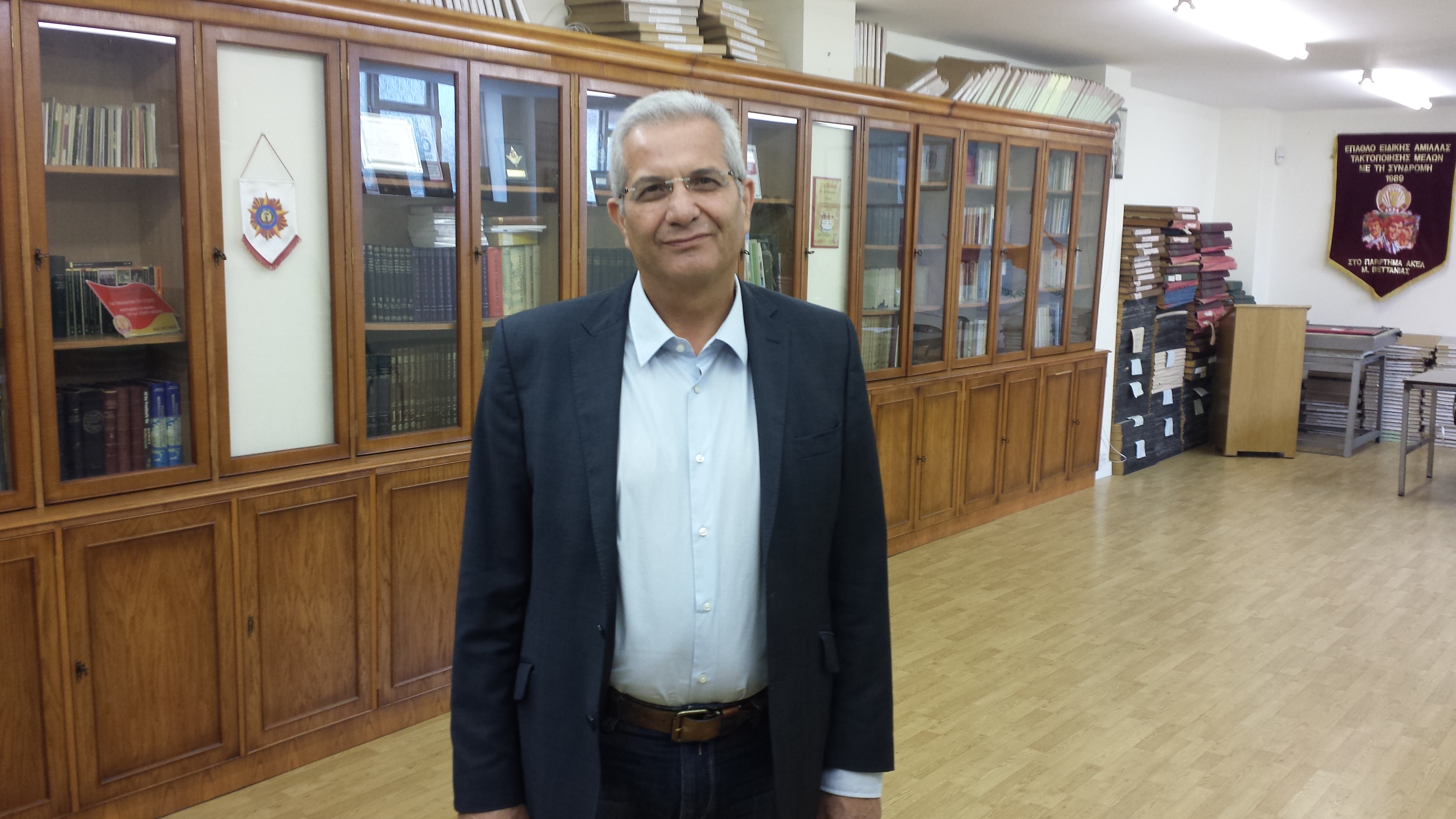 AKEL General Secretary Andros Kyprianou at Parikiaki offices