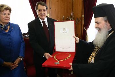 Συνάντηση του Προέδρου της Δημοκρατίας Νίκου Αναστασιάδη με τον Πατριάρχη Ιεροσολύμων Θεόφιλο Γ’.