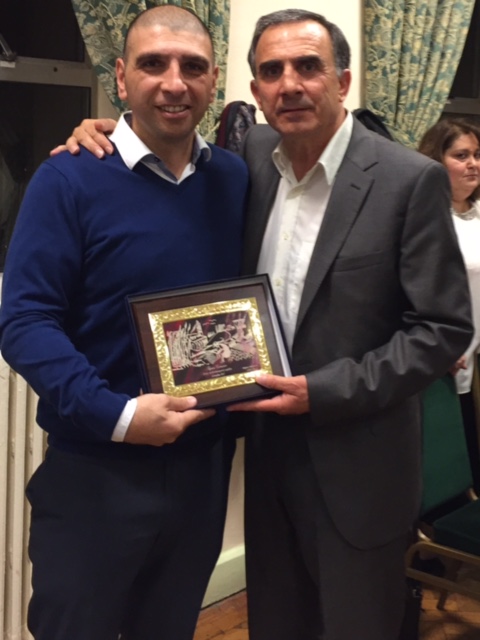 Nick Demetriades manager of Livadia FC receieves award from the Mayor of Livadia