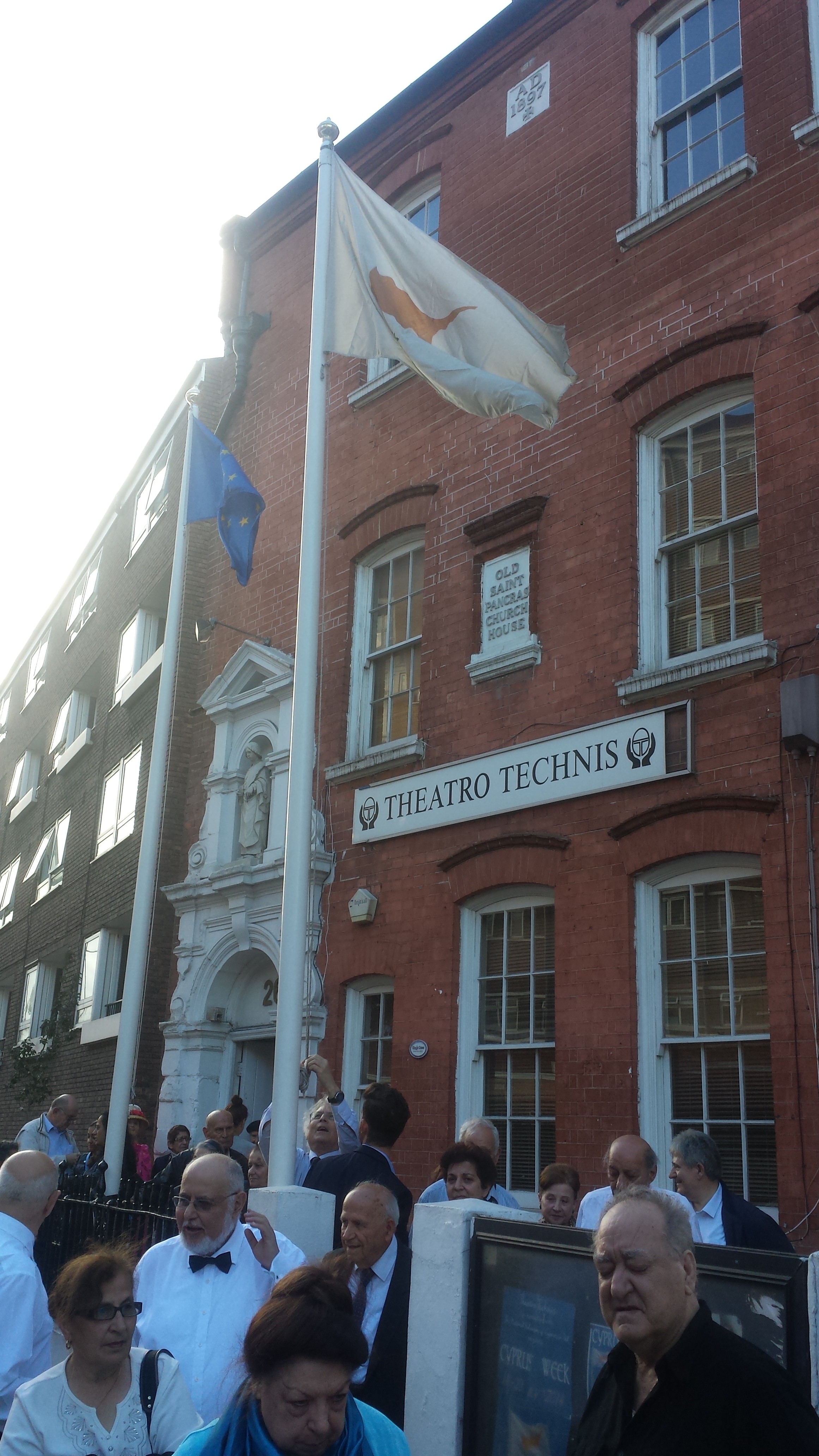 Theatro Technis raises the flags of the Republic of Cyprus and European Union