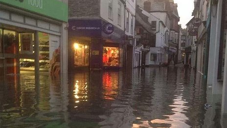 Coastal communities in Devon and Cornwall flooded