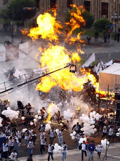 Balloon Fireball Explodes At Armenian Rally