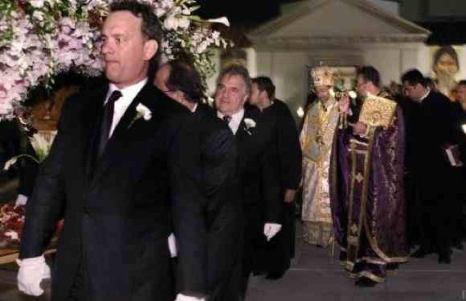 Tom Hanks Helps Carry Epitafio at St. Sophia Cathedral in Los Angeles