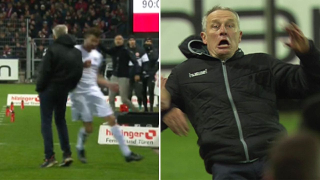 Frankfurt captain sees red after shoulder charging rival coach