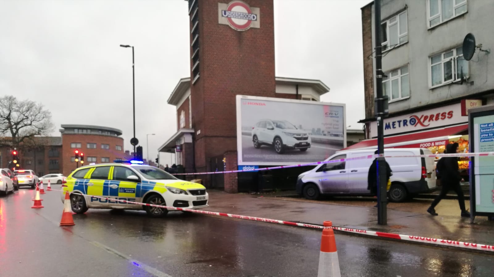 Bounds Green station: Road closed due to accident