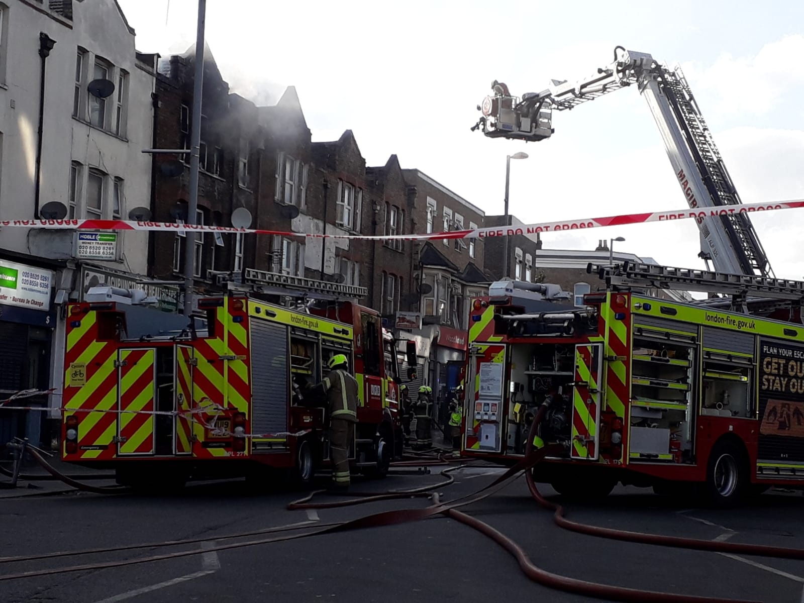 Firefighters have issued a smoking safety reminder after a fire at a shop with flats above on High Road in Leyton