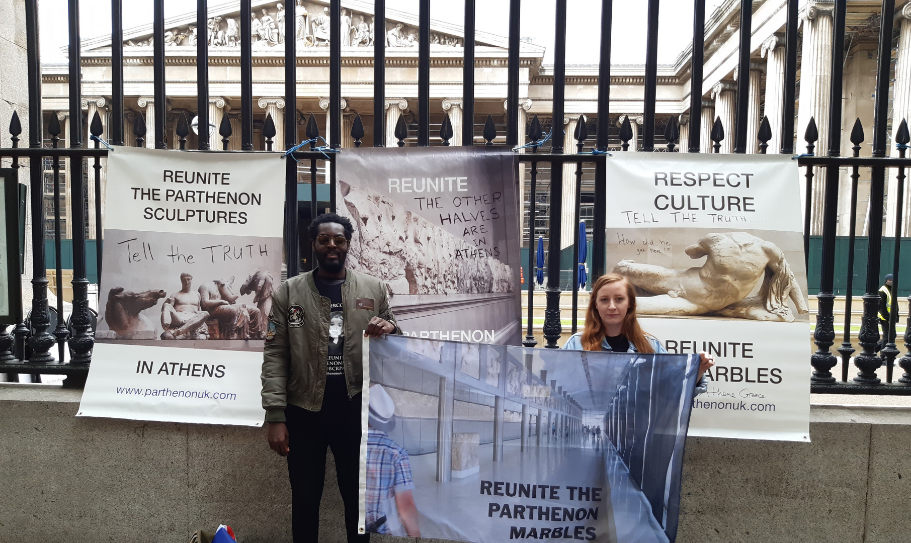 Silent protest for the reunification of the Parthenon Marbles held outside the British Museum