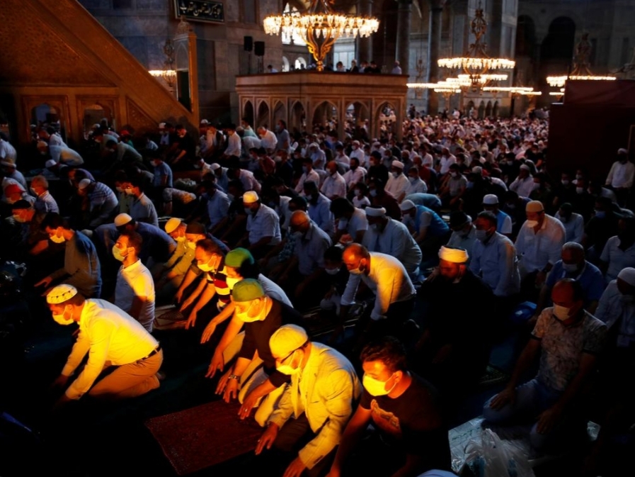 Turkey and Greece exchange harsh words over Hagia Sophia prayers