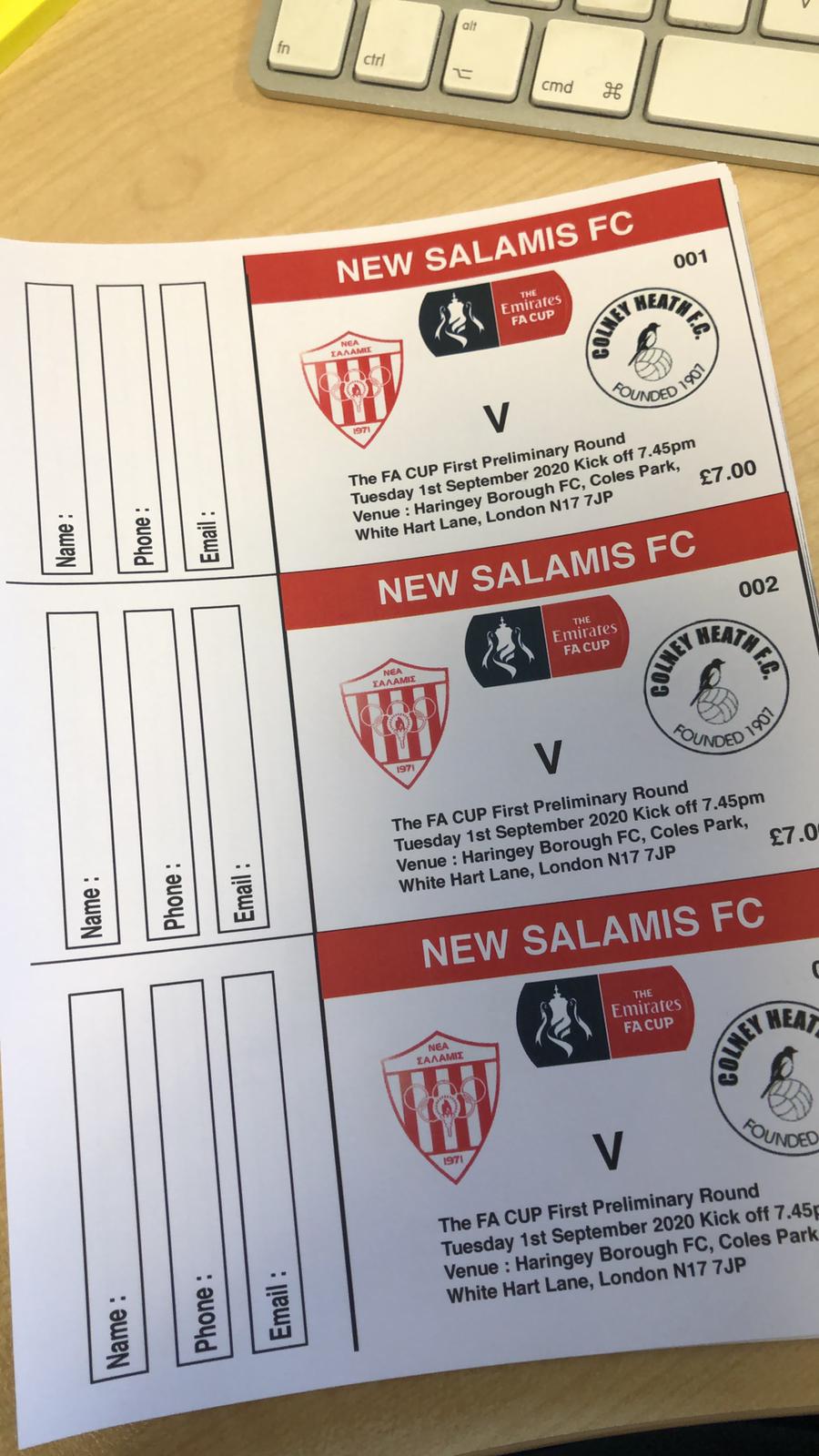 New Salamis Emirates FA Cup tie is to be all ticket, you can now purchase tickets from the team’s clubhouse