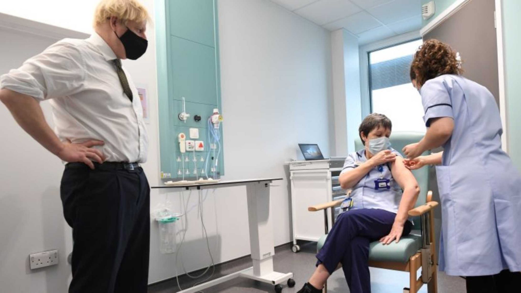 Nurse at Enfield’s Chase Farm Hospital vaccinated in front of Boris Johnson