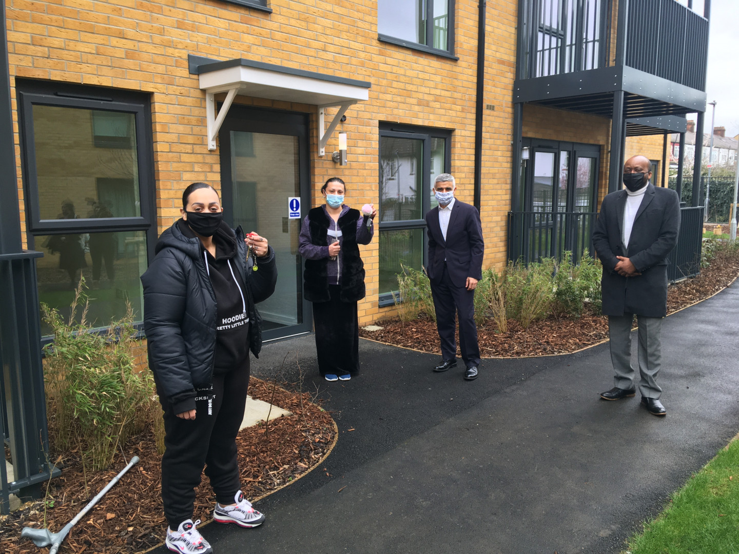 London Mayor Sadiq Khan hands over keys to new council homes in Haringey