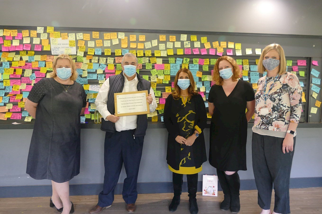 NHS heroes say farewell to The Hive London and present a plaque to UK Cypriot Tony Kleanthous