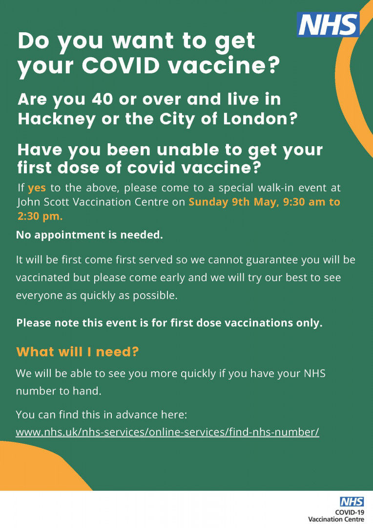 Do you want to get your covid vaccine ? Special walk in event