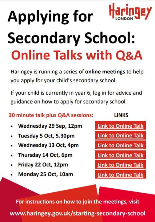 Haringey; Applying for Secondary School