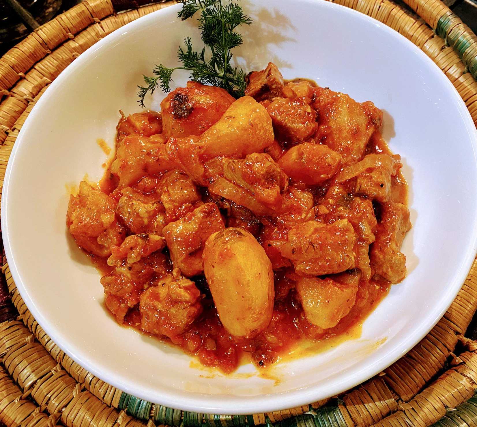 UK Cypriot celebrity chef Loulla Astin cooking Pork with Jerusalem Artichokes