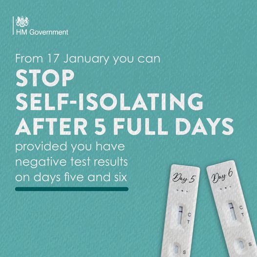 Stop self isolating after five full days